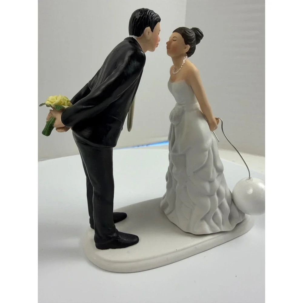 Weddingstar Ball and Chain Funny Wedding Cake Topper Porcelain Figurine Rare
